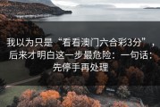 我以为只是“看看澳门六合彩3分”，后来才明白这一步最危险：一句话：先停手再处理