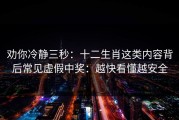 劝你冷静三秒：十二生肖这类内容背后常见虚假中奖：越快看懂越安全