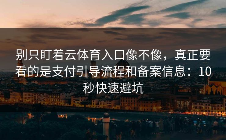 别只盯着云体育入口像不像，真正要看的是支付引导流程和备案信息：10秒快速避坑